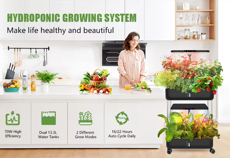 22 44 Pods Hydroponics Growing System Kit Double Layer 2 × 13.3L Smart Vertical Vegetable Garden make life healthy and beautiful