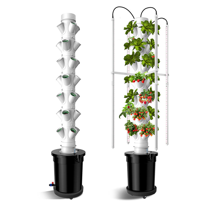 28-Plant Pods 7-Layer Drip Irrigation Hydroponics System Tower with LED for Sale