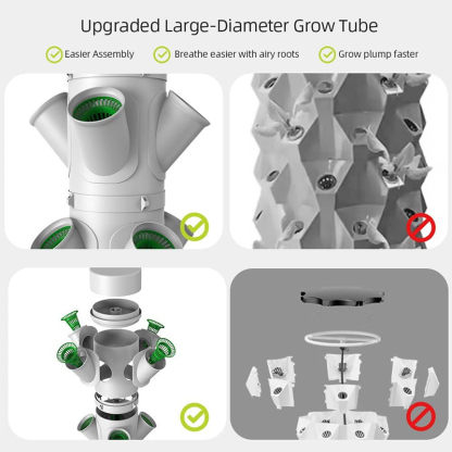 28-Plant Pods 7-Layer Drip Irrigation Hydroponics System Tower Product Implant Hole Details