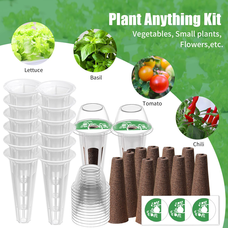 30Pcs Seed Pod Kit with Grow Baskets, Sponges, Domes, Pod Labels, Covers