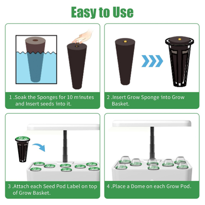 30Pcs Seed Pod Kit with Grow Baskets, Sponges, Domes, Pod Labels, Covers, and Tweezers. Product usage tutorial