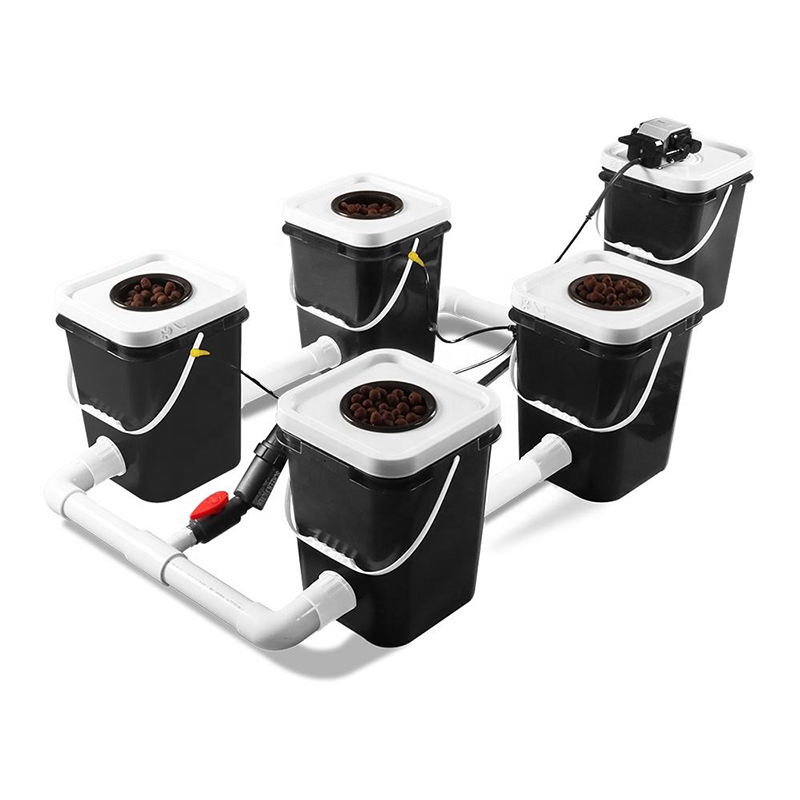 4 Sites 5 Gallon(20L) Bubble Flow Buckets RDWC Hydroponic System Kits