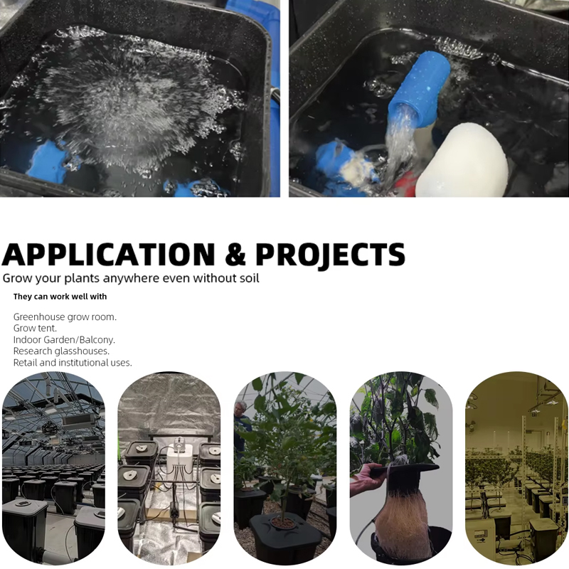 4 Sites 5 Gallon(20L) Bubble Flow Buckets RDWC Hydroponic System Kits