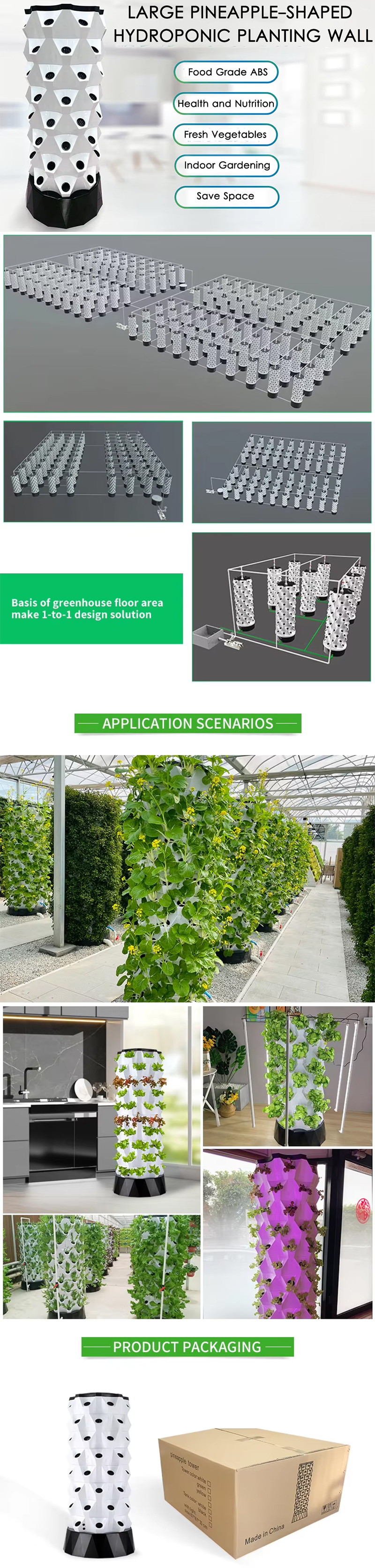 48-80 Pods Hydroponic Garden Tower Vertical Garden Growing System Kits with LED Grow Lights 6-10 Layers Indoor & Outdoor, Application scenarios