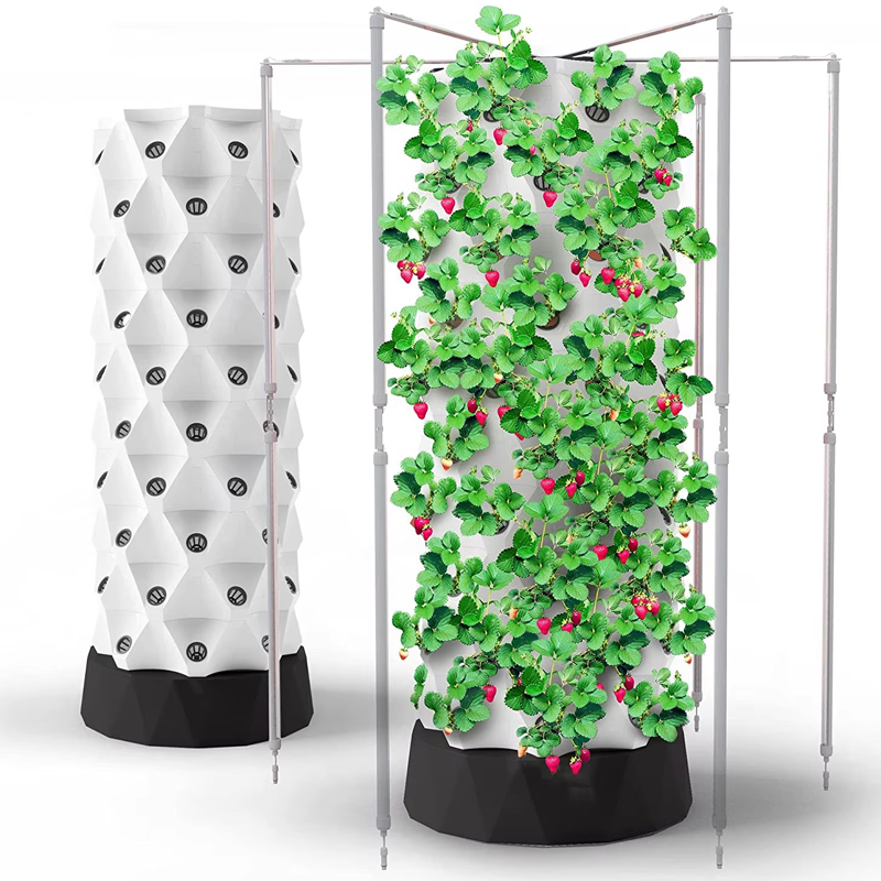 48-80 Pods Hydroponic Garden Tower Vertical Garden Growing System Kits with LED Grow Lights 6-10 Layers Indoor & Outdoor
