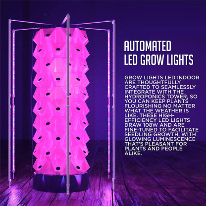 48-80 Pods Hydroponic Garden Tower, Vertical Garden Growing System Kits, Automated LED Grow lights