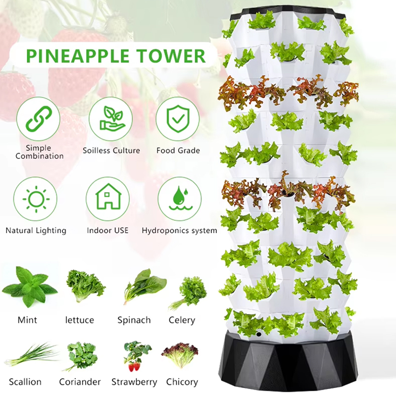 48-80 Pods Hydroponic Garden Tower, Vertical Garden Growing System Kits, Vegetable planting types