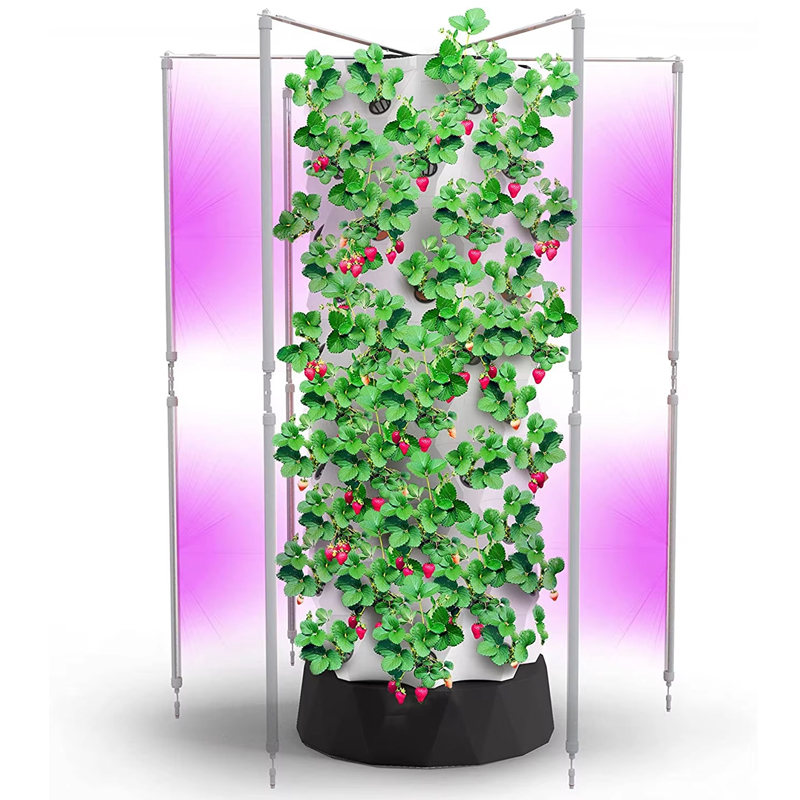 48-80 Pods Hydroponic Garden Tower Vertical Garden Growing System Kits with LED Grow Lights