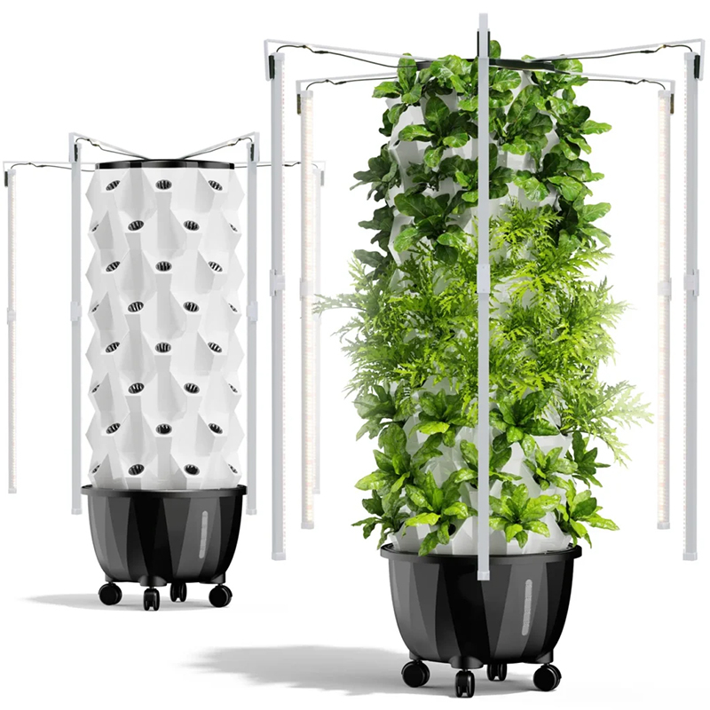 64 Pods Hydroponic Tower System Growing Veg Plants w/ LED Grow Light & Timer, 6 Layers Indoor & Outdoor