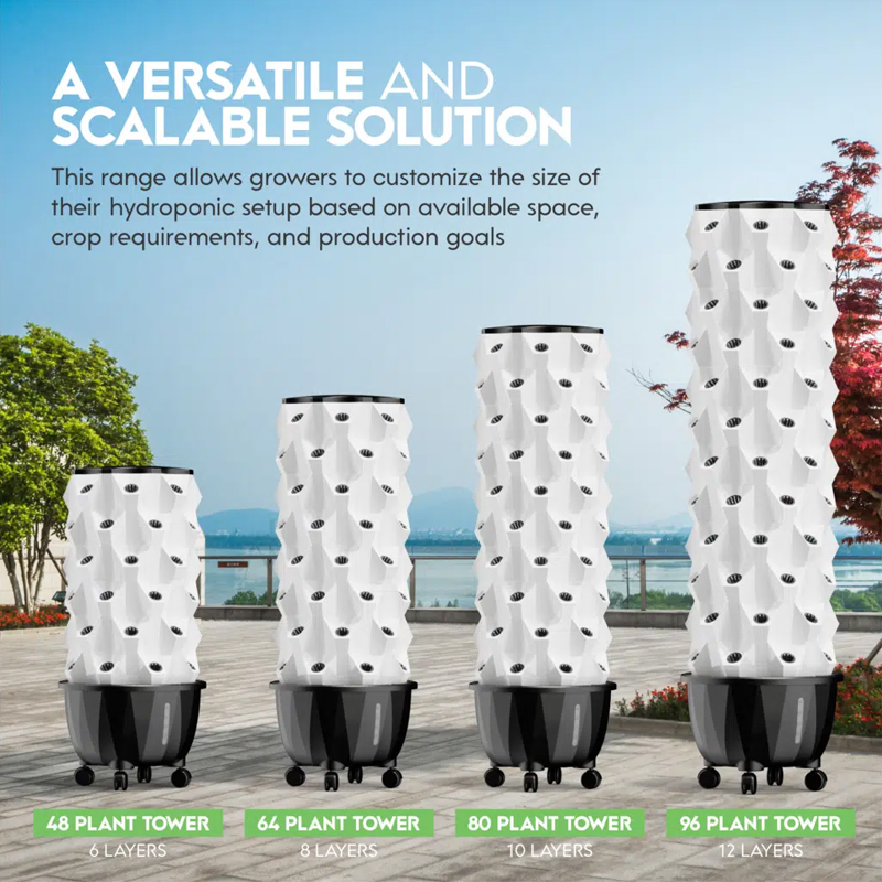 48-96 Pods Hydroponic Tower System Growing Veg Plants w/ LED Grow Light & Timer, 6-12 Layers Indoor & Outdoor, A versatile and scalable solution