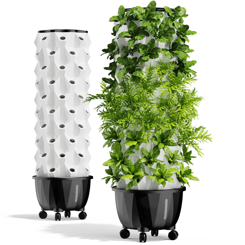 80 Pods Hydroponic Tower System Growing Veg Plants w/ LED Grow Light & Timer, 10 Layers Indoor & Outdoor