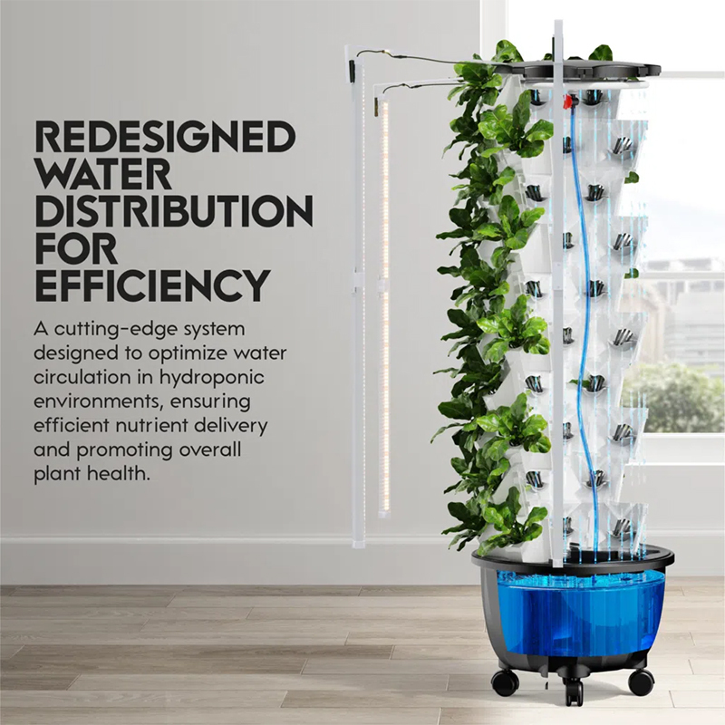 48-96 Pods Hydroponic Tower System Growing Veg Plants w/ LED Grow Light & Timer, 6-12 Layers Indoor & Outdoor, redesigned water distribution for efficiency