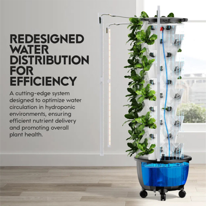 48-96 Pods Hydroponic Tower System Growing Veg Plants w/ LED Grow Light & Timer, 6-12 Layers Indoor & Outdoor, redesigned water distribution for efficiency