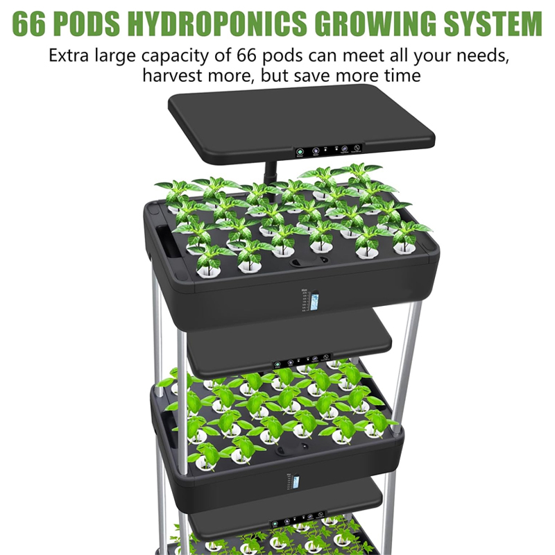 66 Pods Hydroponic Grow System Kits Smart Germination Vertical Garden, Extra large capacity of 66 pods can meet all your needs