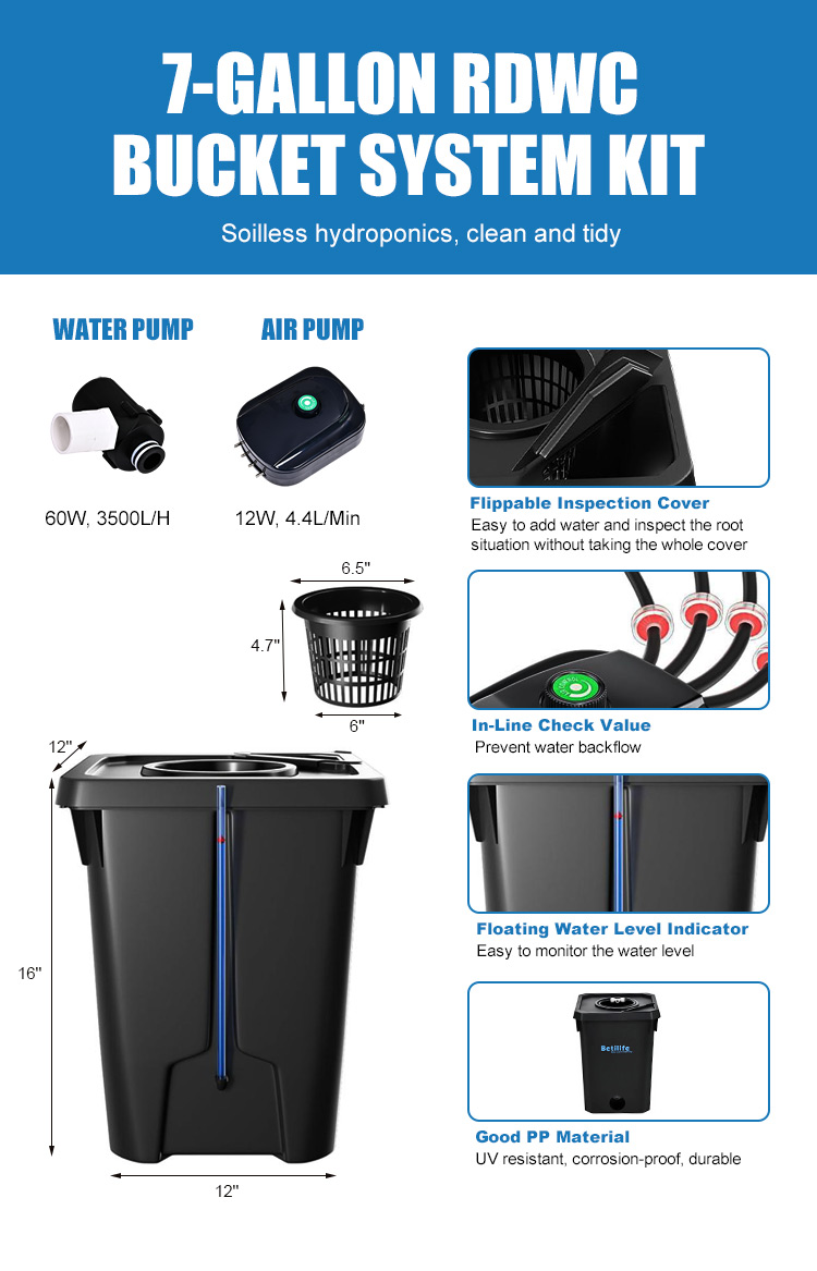 7 03 Betilife RDWC Product Details 4 Buckets RDWC Hydroponic System 7 Gallon 27L Detailed Introduction Features