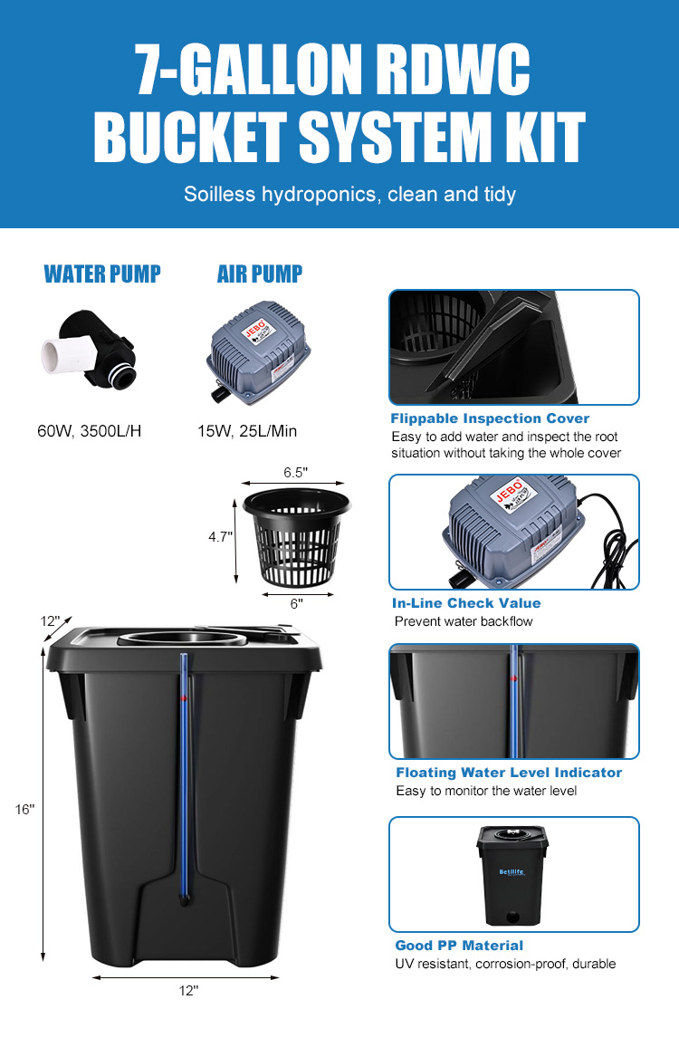 Betilife RDWC Product Details 8 Buckets RDWC Hydroponic System 7 Gallon 27L Introduction Features