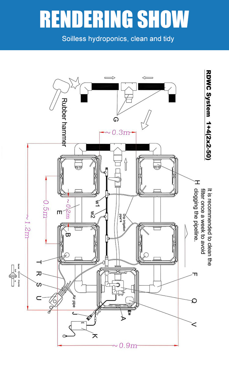 7 05 Betilife RDWC Product Details 4 Buckets RDWC Hydroponic System 7 Gallon 27L Detailed Introduction Rendering Show