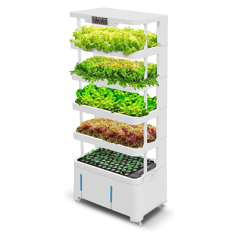 【Pro】72 Pods 76 Pots Germination Bed Hydroponic System Kits 5-Tier Structure Vertical Garden Tower with LED Daylights, Mist Spray, Airflow, Ventilation, and Nutrient Flow Controlled, Timer, Water Cycles