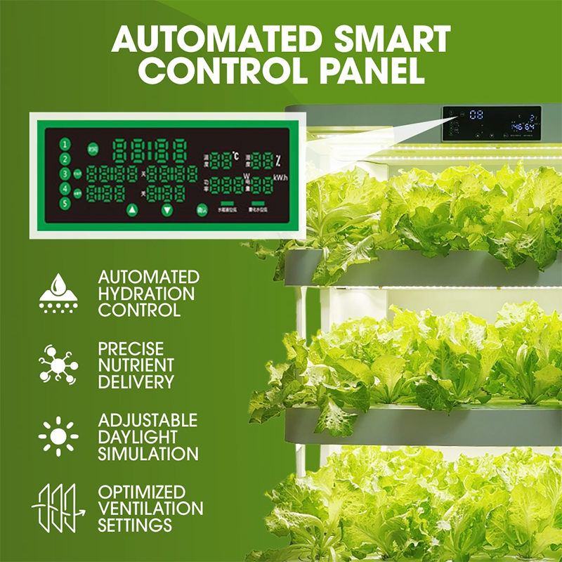 72 Pods 5-Tier Smart Hydroponic Garden Tower w/ LED Mist Spray Airflow, Automated smart control panel