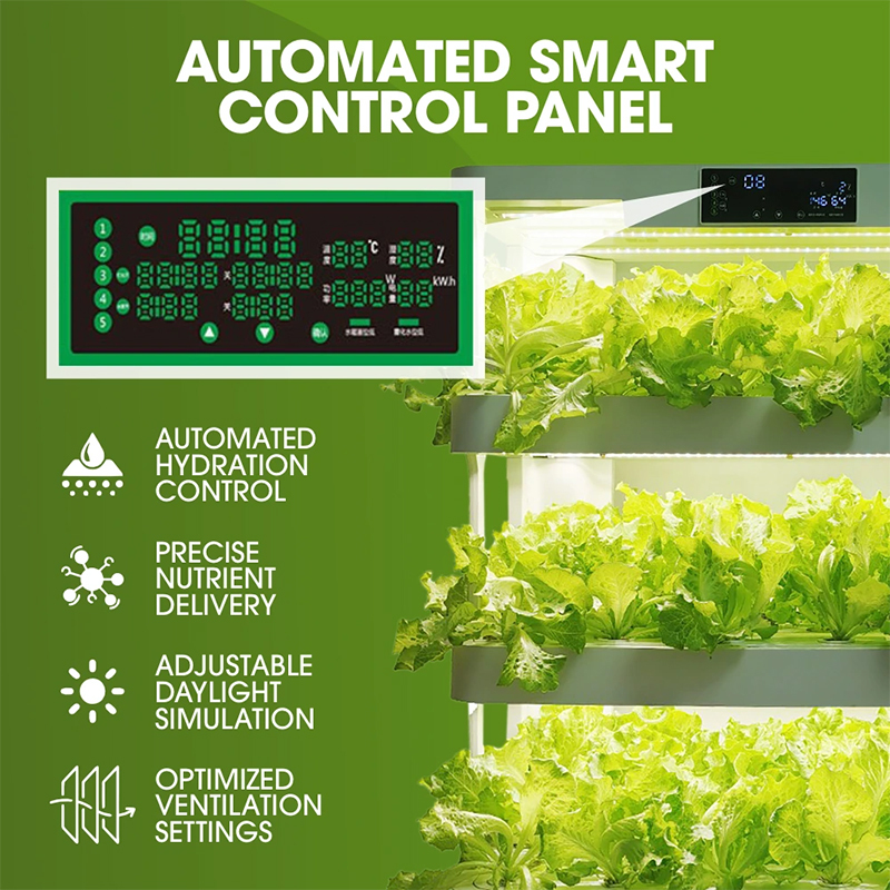 72 Pods 5-Tier Smart Hydroponic Garden Tower w/ LED Mist Spray Airflow, Automated smart control panel