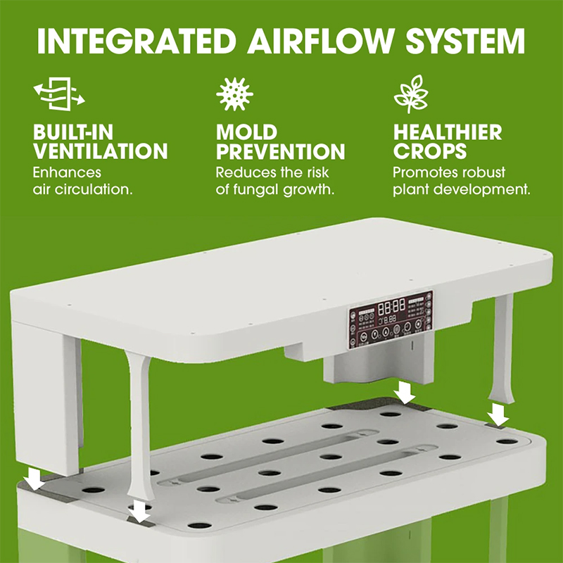 72 Pods 5-Tier Smart Hydroponic Garden Tower w/ LED Mist Spray Airflow, integrated airflow system