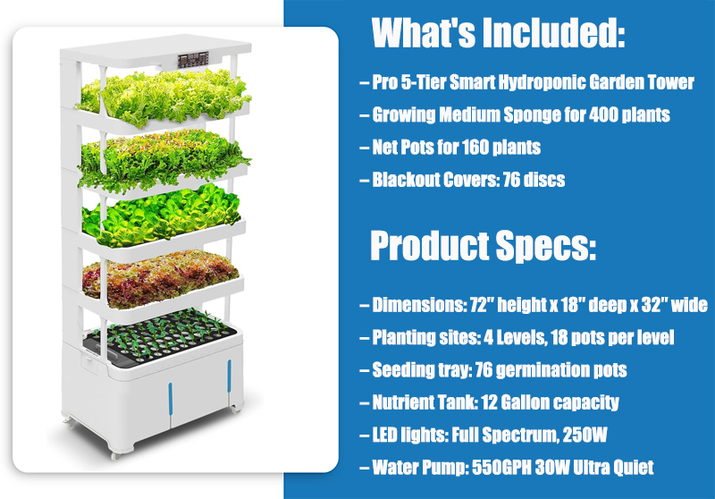 72 Pods 5-Tier Smart Hydroponic Garden Tower