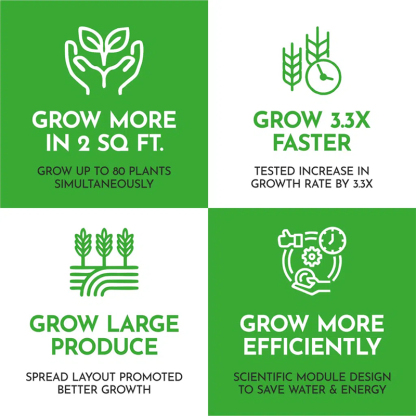 72 Pods 85 Seeding Sites Hydroponic Growing System 5-Tier Vertical Vegetable Garden With LED Grow Lights, Timer, Nutrient Tank, Adapter, Hydrating Pump, Seeding Bed, and Net Pots. Grow more in 2 SQ FT. Grow 3.3X Faster. Grow Large Product . Grow More efficiently