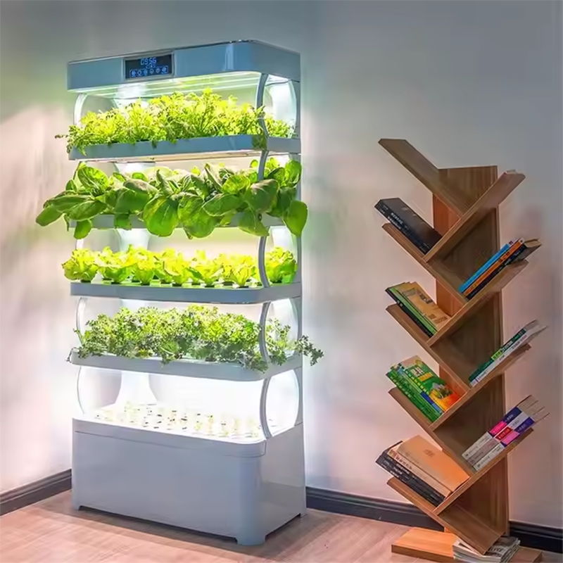 72 Pods 85 Seeding Sites Hydroponic Growing System 5-Tier Vertical Vegetable Garden With LED Grow Lights, Timer, Nutrient Tank, Adapter, Hydrating Pump, Seeding Bed, and Net Pots