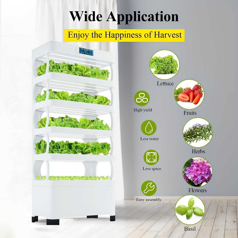 72 Pods Hydroponic Garden 5-Tier Vertical Growing System w/LED Lights, Wide Application Enjoy the Happiness of Harvest