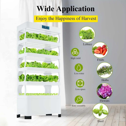 72 Pods Hydroponic Garden 5-Tier Vertical Growing System w/LED Lights, Wide Application Enjoy the Happiness of Harvest