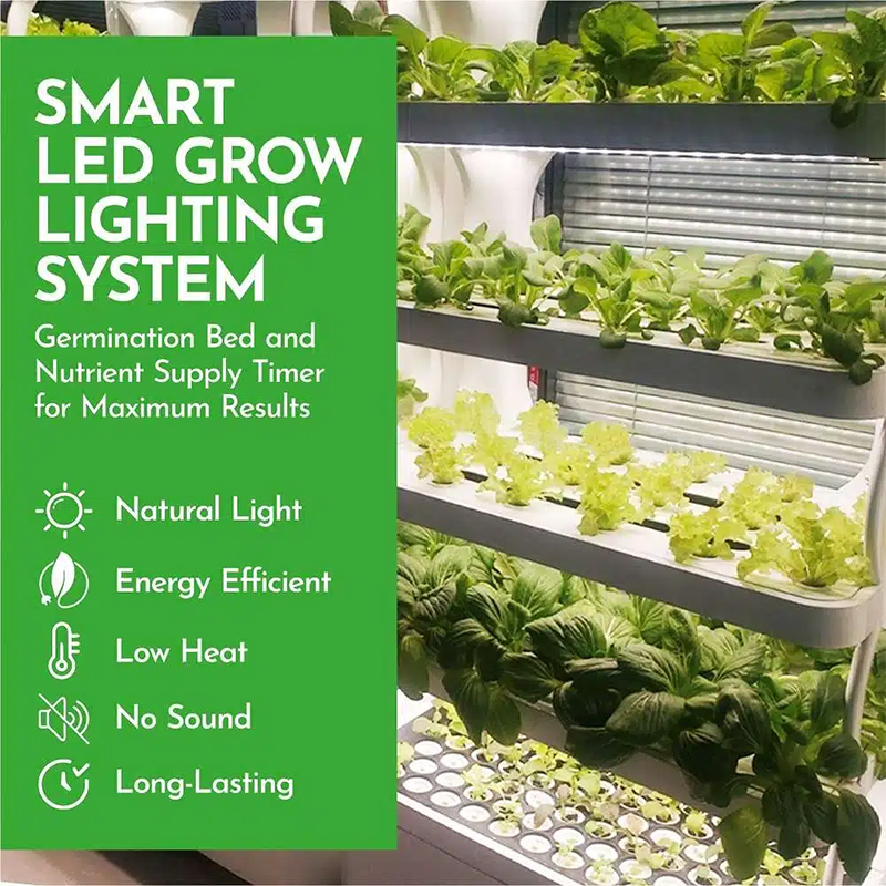 72 Pods 85 Seeding Sites Hydroponic Growing System 5-Tier Vertical Vegetable Garden With LED Grow Lights, Timer, Nutrient Tank, Adapter, Hydrating Pump, Seeding Bed, and Net Pots. Germination Bed and Nutrient supply timer for maximun results
