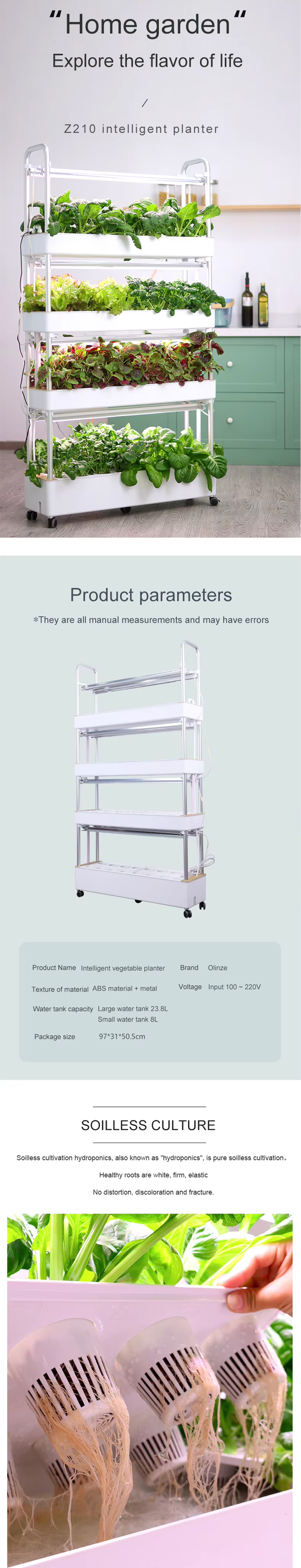 72 Pods Hydroponic Grow System Kits, 4-layer 48L Tank Indoor Smart Vertical Vegetable GardenProduct parameters soilless culture