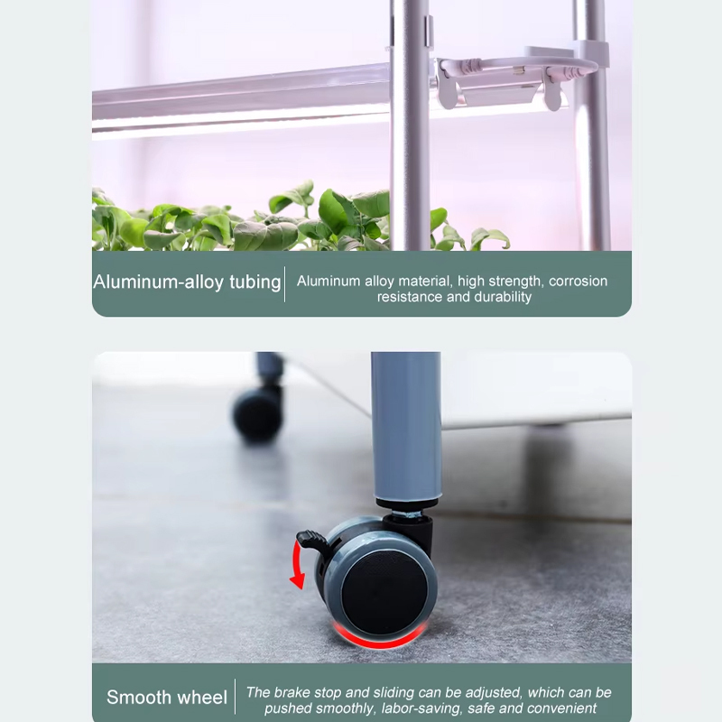 72 Pods Hydroponic Grow System Kits, 4-layer 48L Tank Indoor Smart Vertical Vegetable Garden, Aluminum ally tubing, smooth wheel