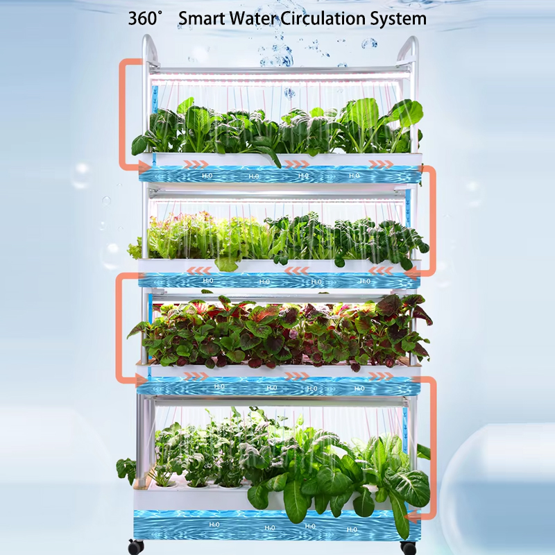 72 Pods Hydroponic Grow System Kits, 4-layer 48L Tank Indoor Smart Vertical Vegetable Garden, 360° Smart Water Circulation System
Tidal irrigation is adopted to scientifically control the water level