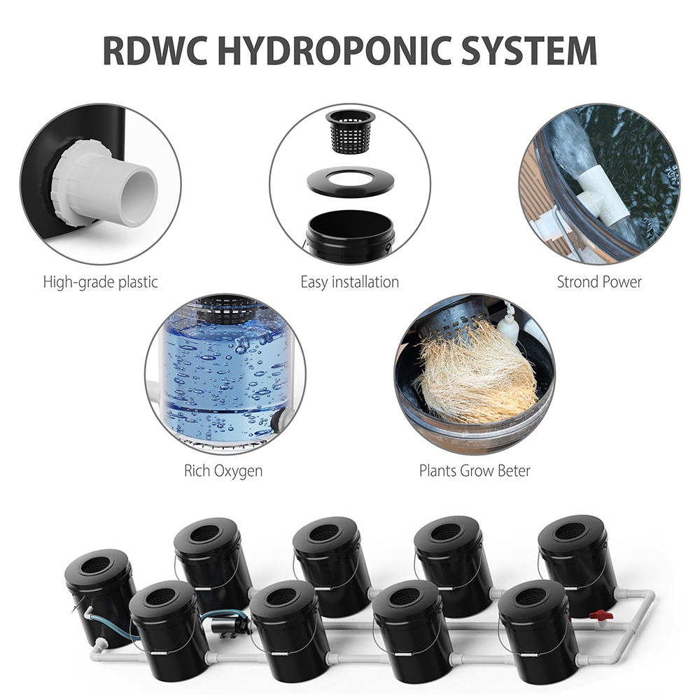9-Bucket Dutch Bucket Hydroponic System 5-Gallon/16L Combo kit