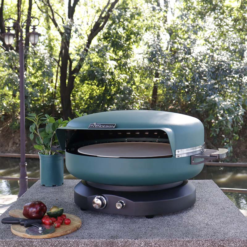 Green 19" Circle Cubs Cap Gas Pizza Oven for Home