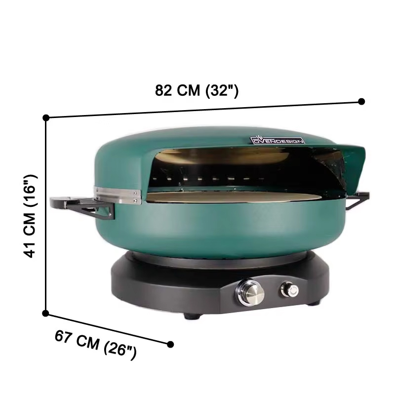 Green 19" Circle Cubs Cap Gas Pizza Oven Size