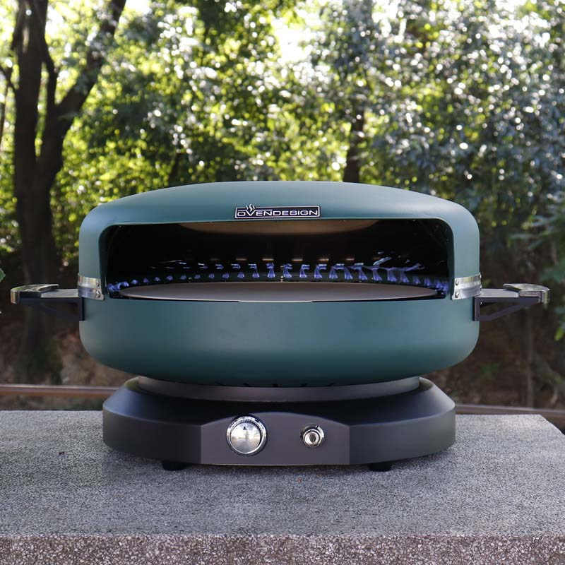 Green 19" Circle Cubs Cap Gas Pizza Oven for Home or Outdoor