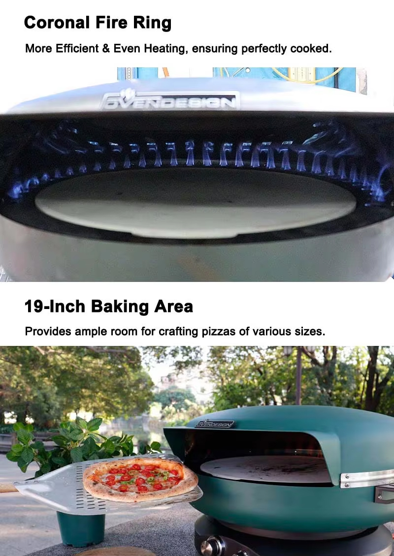 Green 19" Circle Cubs Cap Gas Pizza Oven Product Description-2