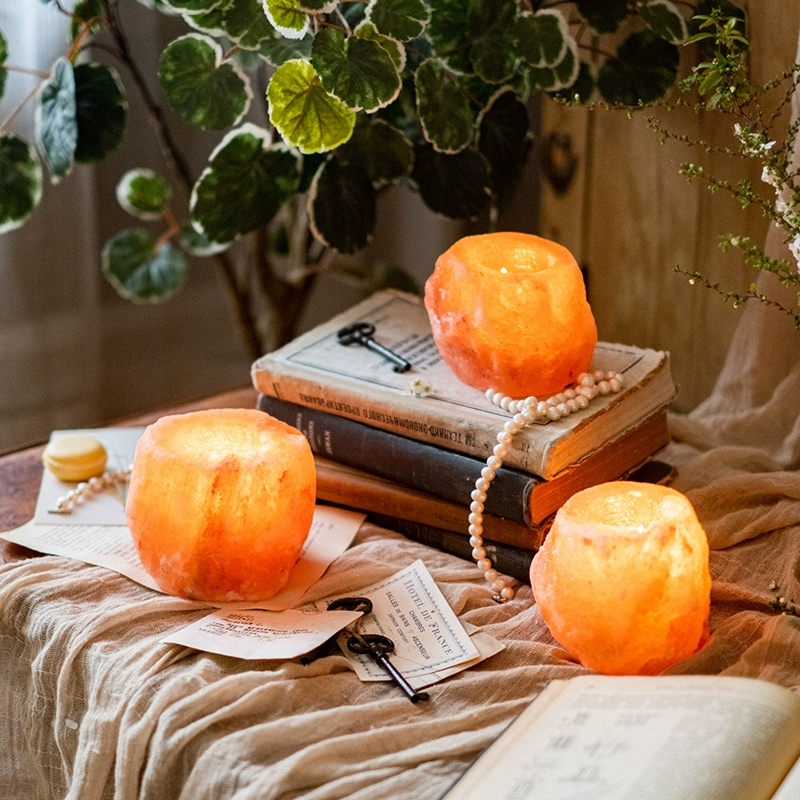 Cylindrical Pink Himalayan Salt Candle Holder