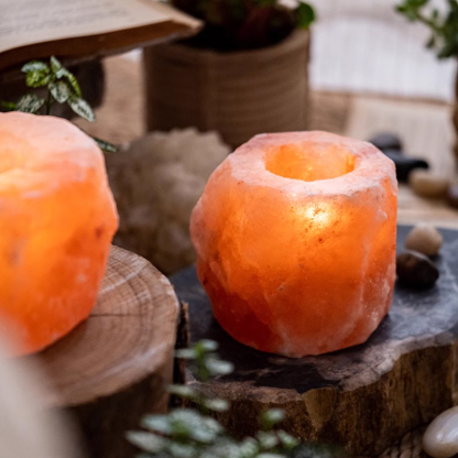 Cylindrical Pink Himalayan Salt Candle Holder