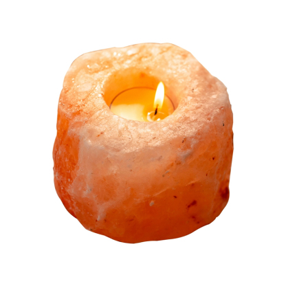 Cylindrical Pink Himalayan Salt Candle Holder