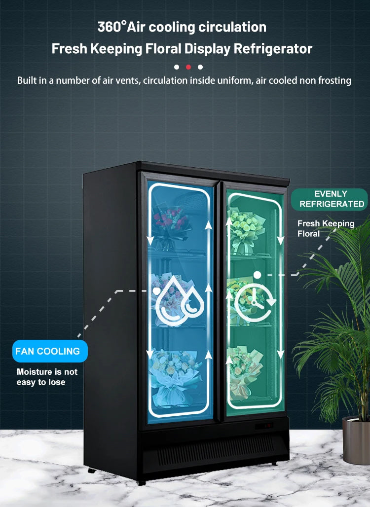 Floral Market Cooler Preservation Fresh Flower Display Refrigerator 2-door-3