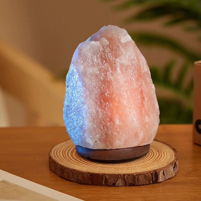 For Sale Natural Pink Himalayan Rock Salt Lamp for Bedroom Bedside, Small Table Lamp, Ornaments