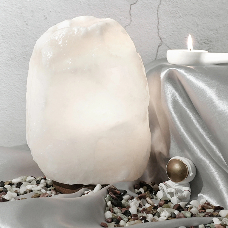 Himalayan White Rock Salt Lamp for Office, Bedroom, Desk
