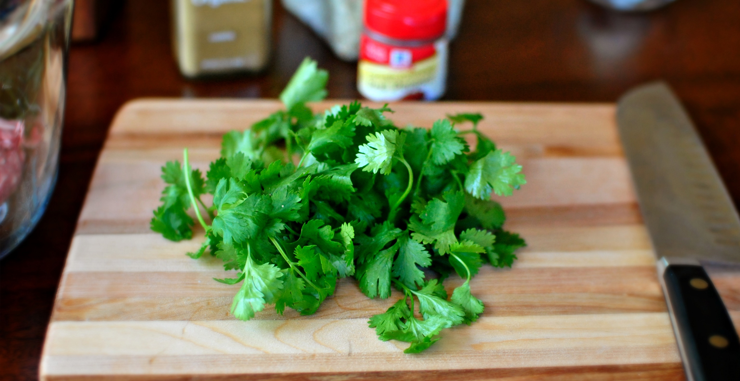 Chopping Board Cutting Hydroponic Cilantro