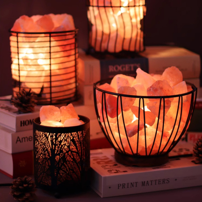 Multi-shape Himalayan Salt Lamp Basket with Salt Stone
