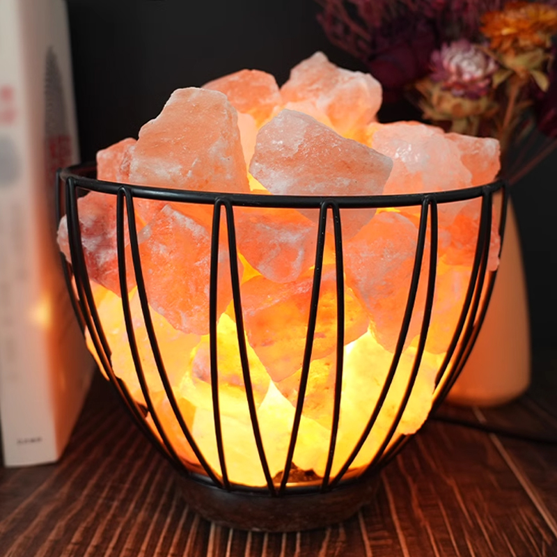 Multi-shape Himalayan Salt Lamp Basket Iron Bowl (with Salt Stone)