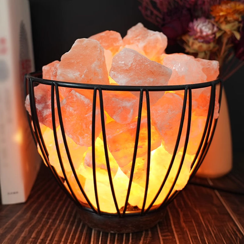 Multi-shape Himalayan Salt Lamp Basket Iron Bowl (with Salt Stone)