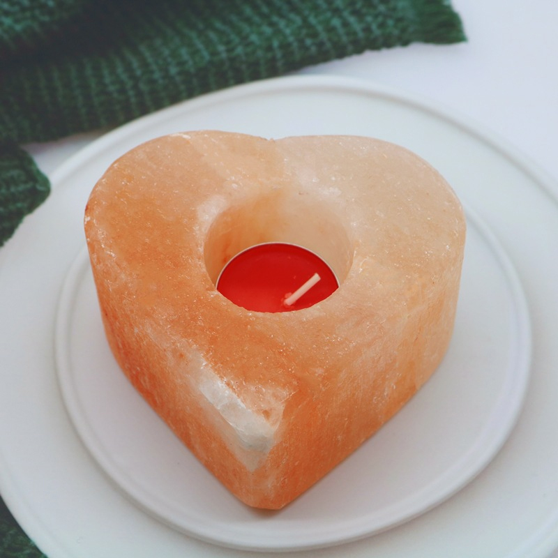 Pink Himalayan Salt Heart Candle Holder